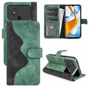 For Xiaomi Poco C40 Stitching Horizontal Flip Leather Phone Case(Green)