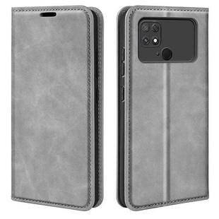 For Xiaomi Poco C40 Retro-skin Magnetic Suction Leather Phone Case(Grey)