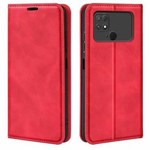 For Xiaomi Poco C40 Retro-skin Magnetic Suction Leather Phone Case(Red)