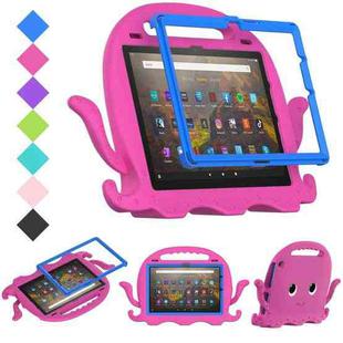 For Amazon Kindle Fire HD10 2021 Octopus Style EVA + PC Tablet Case with Strap(RoseRed)