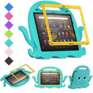 For Amazon Kindle Fire HD10 2021 Octopus Style EVA + PC Tablet Case with Strap(Glacial Green)
