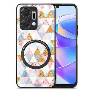 For Honor X7A Colored Drawing Leather Skin Magnetic Back Cover Phone Case(Rhombus)