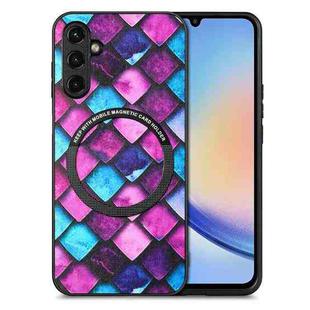 For Samsung Galaxy A34 5G Colored Drawing Leather Skin Magnetic Back Cover Phone Case(Purple Scales)