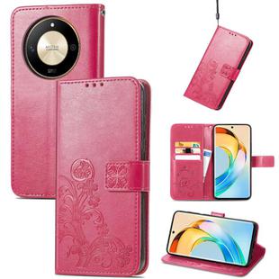 For Honor  X50 Four-leaf Clasp Embossed Leather Phone Case(Magenta)