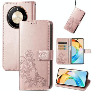 For Honor  X50 Four-leaf Clasp Embossed Leather Phone Case(Rose Gold)