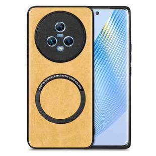 For Honor Magic 5 Solid Color Leather Phone Case(Yellow)