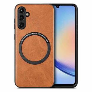 For Samsung Galaxy A34 5G Solid Color Leather Phone Case(Brown)