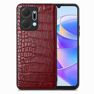 For Honor X7A Crocodile Grain Leather Back Cover Phone Case(Red)