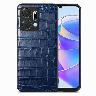 For Honor X7A Crocodile Grain Leather Back Cover Phone Case(Blue)