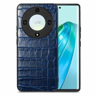 For Honor X9A Crocodile Grain Leather Back Cover Phone Case(Blue)