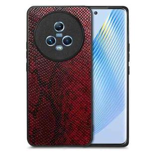 For Honor Magic5 Snakeskin Leather Back Cover Phone Case(Red)