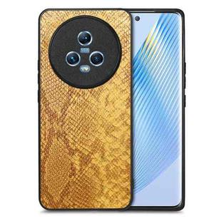 For Honor Magic5 Snakeskin Leather Back Cover Phone Case(Yellow)