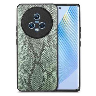 For Honor Magic5 Snakeskin Leather Back Cover Phone Case(Green)