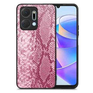 For Honor X7A Snakeskin Leather Back Cover Phone Case(Pink)