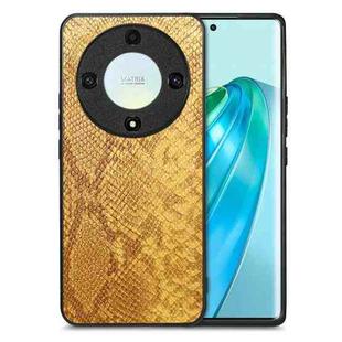 For Honor X9A Snakeskin Leather Back Cover Phone Case(Yellow)