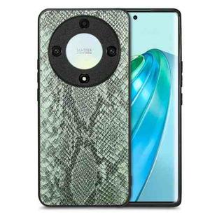 For Honor X9A Snakeskin Leather Back Cover Phone Case(Green)
