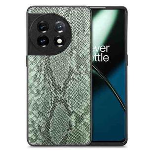 For OnePlus 11 Snakeskin Leather Back Cover Phone Case(Green)