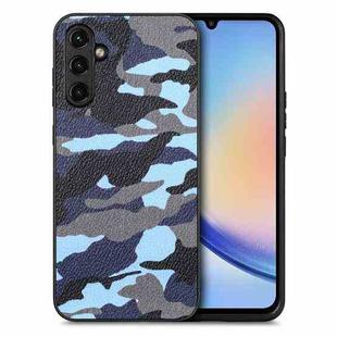 For Samsung Galaxy A34 5G Camouflage Leather Back Cover Phone Case(Blue)