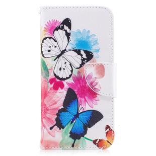 Colored Drawing Pattern Horizontal Flip Leather Case for Iphone  7Plus&8Plus,with Holder & Card Slots & Wallet(Two Butterflies)