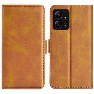 For Xiaomi Redmi Note 12 4G Global Dual-side Magnetic Buckle Horizontal Flip Leather Phone Case(Yellow)