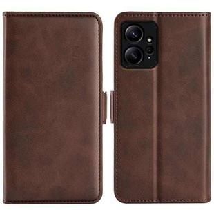 For Xiaomi Redmi Note 12 4G Global Dual-side Magnetic Buckle Horizontal Flip Leather Phone Case(Brown)