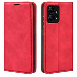 For Xiaomi Redmi Note 12 4G Global Retro-skin Magnetic Suction Leather Phone Case(Red)