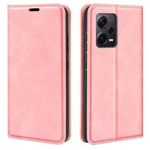 For Xiaomi Redmi Note 12 Pro+ 5G Global Retro-skin Magnetic Suction Leather Phone Case(Pink)