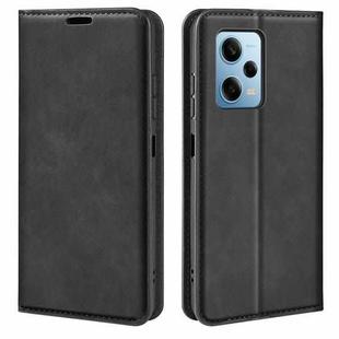 For Xiaomi Redmi Note 12 Pro 5G Global Retro-skin Magnetic Suction Leather Phone Case(Black)