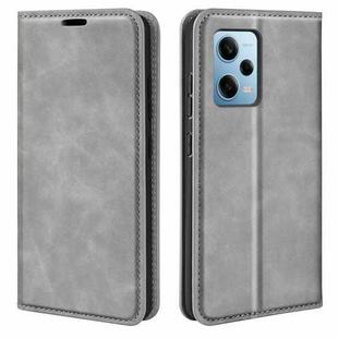 For Xiaomi Redmi Note 12 Pro 5G Global Retro-skin Magnetic Suction Leather Phone Case(Grey)