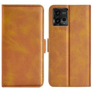 For Motorola Moto G72 Dual-side Magnetic Buckle Horizontal Flip Leather Phone Case(Yellow)