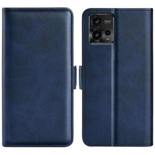 For Motorola Moto G72 Dual-side Magnetic Buckle Horizontal Flip Leather Phone Case(Dark Blue)