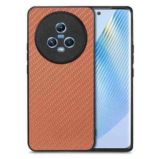 For Honor Magic5 Carbon Fiber Texture Leather Back Cover Phone Case(Brown)