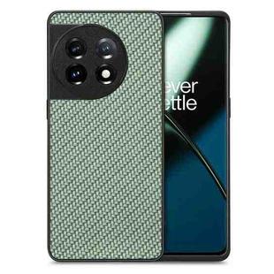 For OnePlus 11 Carbon Fiber Texture Leather Back Cover Phone Case(Green)