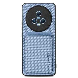 For Honor Magic5 Carbon Fiber Leather Card Magsafe Magnetic Phone Case(Blue)