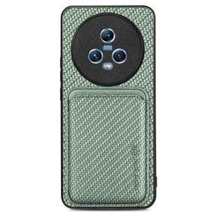 For Honor Magic5 Carbon Fiber Leather Card Magsafe Magnetic Phone Case(Green)