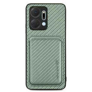 For Honor X7A Carbon Fiber Leather Card Magsafe Magnetic Phone Case(Green)