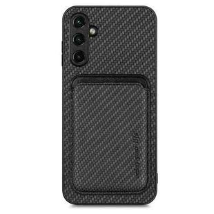 For Samsung Galaxy A34 5G Carbon Fiber Leather Card Magsafe Magnetic Phone Case(Black)