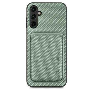 For Samsung Galaxy A34 5G Carbon Fiber Leather Card Magsafe Magnetic Phone Case(Green)