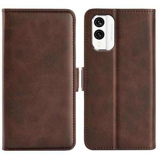 For Nokia X30 Dual-side Magnetic Buckle Horizontal Flip Leather Phone Case(Brown)