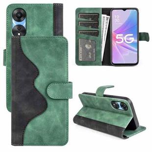 For OPPO A58 Stitching Horizontal Flip Leather Phone Case(Green)