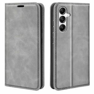 For Samsung Galaxy A34 5G Retro-skin Magnetic Suction Leather Phone Case(Grey)