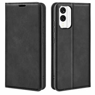 For Nokia X30 Retro-skin Magnetic Suction Leather Phone Case(Black)