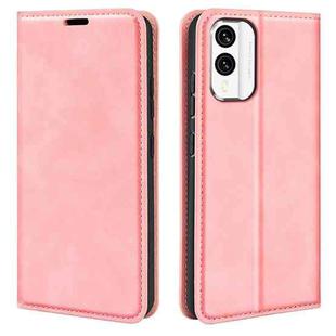 For Nokia X30 Retro-skin Magnetic Suction Leather Phone Case(Pink)