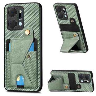 For Honor X7A Carbon Fiber Wallet Flip Card K-shaped Holder Phone Case(Green)