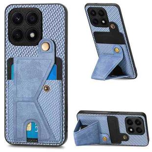For Honor X8A Carbon Fiber Wallet Flip Card K-shaped Holder Phone Case(Blue)