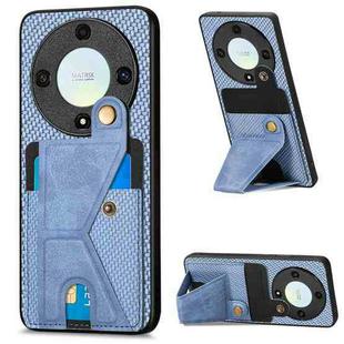 For Honor X9A Carbon Fiber Wallet Flip Card K-shaped Holder Phone Case(Blue)