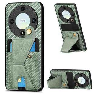 For Honor X9A Carbon Fiber Wallet Flip Card K-shaped Holder Phone Case(Green)