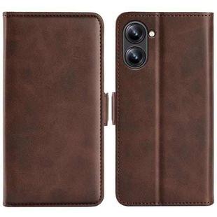 For Realme 10 4G Dual-side Magnetic Buckle Horizontal Flip Leather Phone Case(Brown)