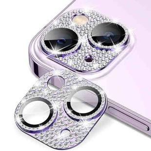 For iPhone 13 / 13 mini ENKAY Hat-Prince Blink Diamond Camera Lens Aluminium Alloy Tempered Glass Film(LIght Purple)