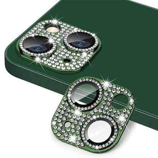For iPhone 13 / 13 mini ENKAY Hat-Prince Blink Diamond Camera Lens Aluminium Alloy Tempered Glass Film(Dark Green)
